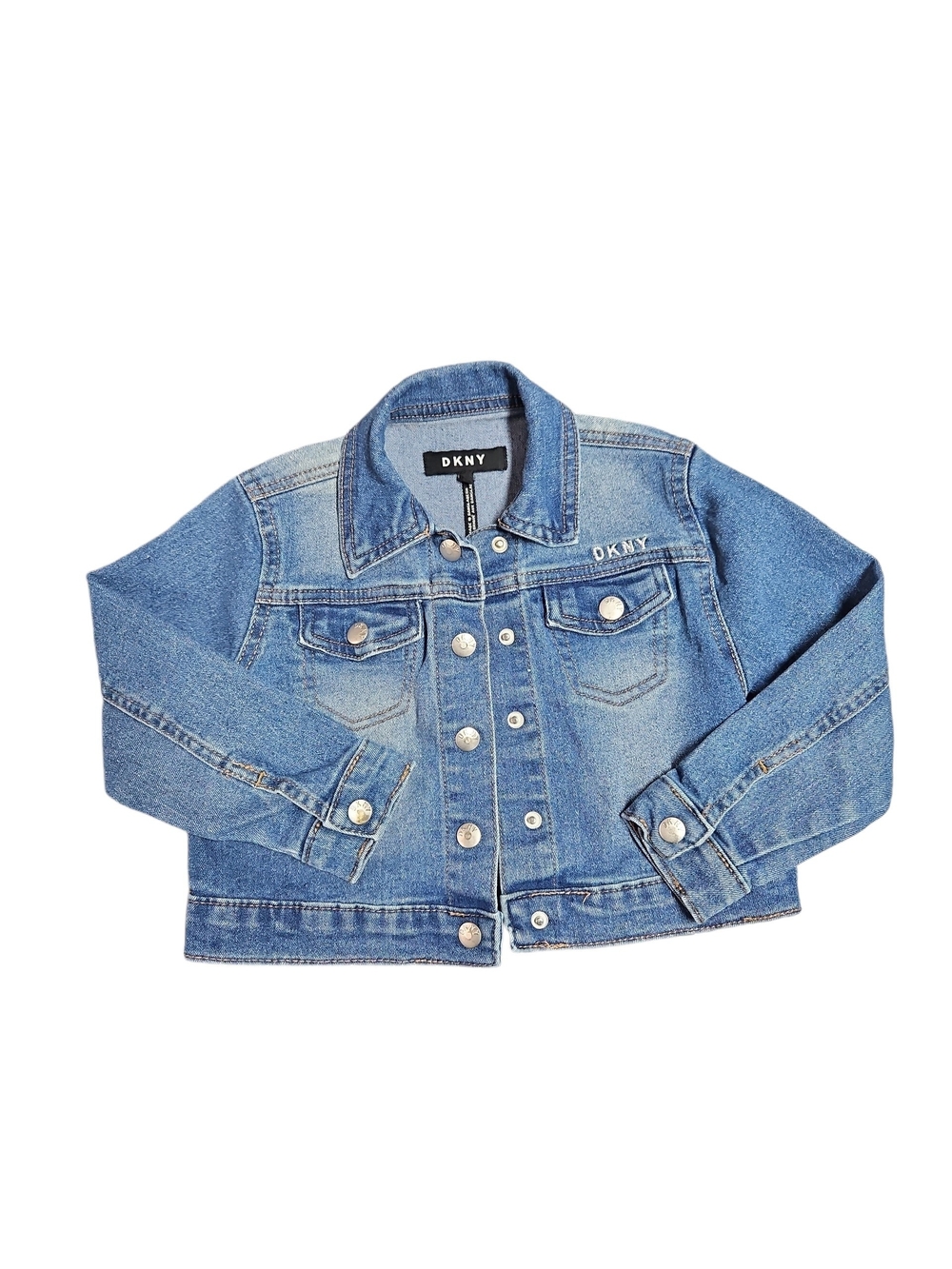 DKNY Girl's Light Blue Denim Jacket Toddler Size 4 Snap Buttons
